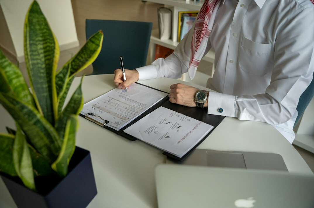 man checking financial reports